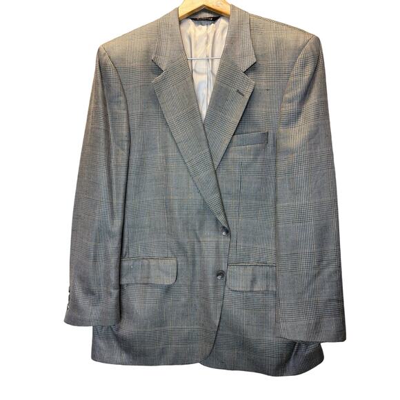 Burberry's Blazer Men's Two Button Formal Suit Jacket Plaid Sport Coat 100% silk - Picture 1 of 10